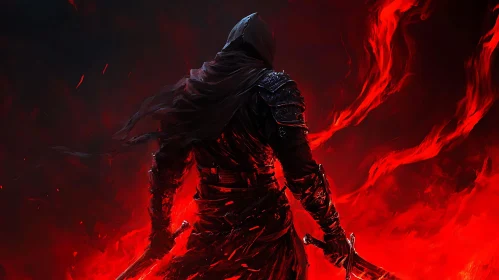 Hooded Swordsman in Red Inferno