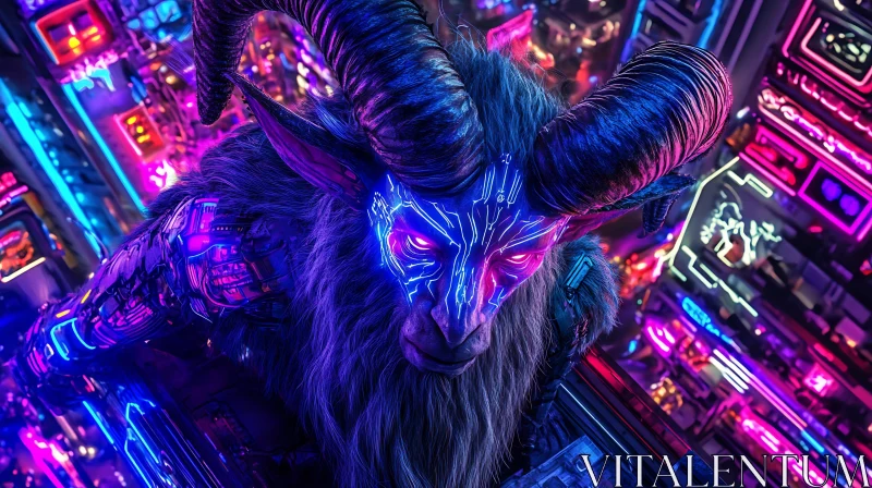 AI ART Futuristic Cyber-Monster with Horns