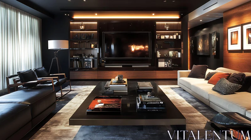 AI ART Contemporary Home Interior with Dark Accents