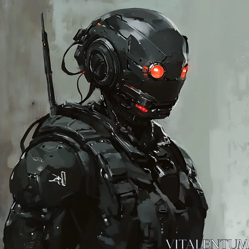 Advanced Cyborg in High-Tech Armor AI Image