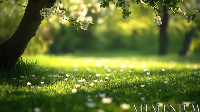 Sunlit Flower Meadow AI Image