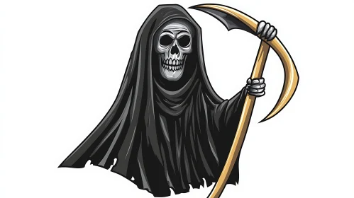 Stylized Death Character with Golden Scythe