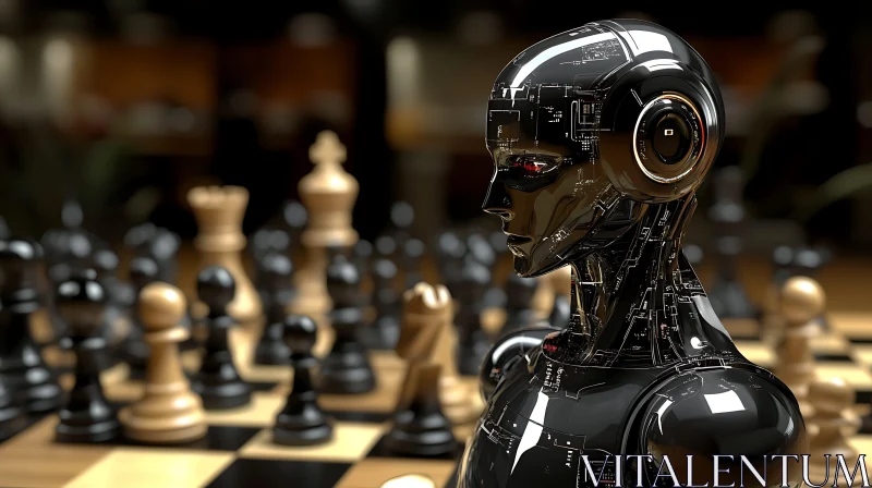 AI Robot in Strategic Chess Gameplay AI Image