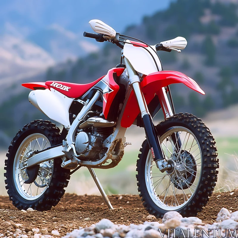 Off-Road Motorcycle on Rocky Terrain AI Image