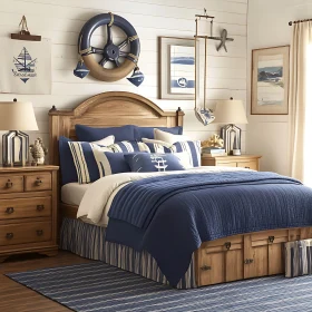 Coastal Style Bedroom with Blue Accents