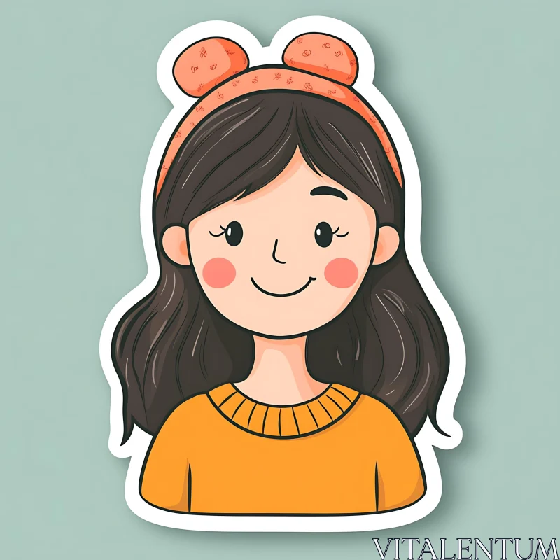 Charming Cartoon Girl with Rosy Cheeks AI Image