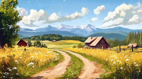 Scenic Mountain View with Rural Path