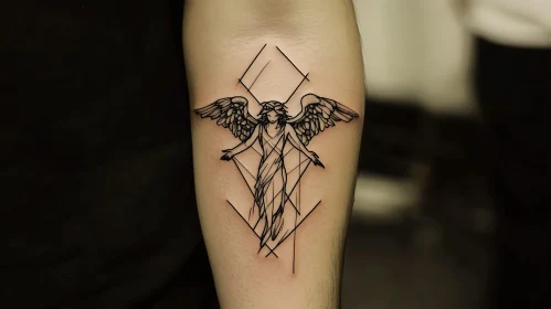 Minimalist Angel Tattoo on Arm