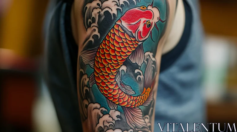 Vibrant Japanese Koi Fish Arm Tattoo AI Image