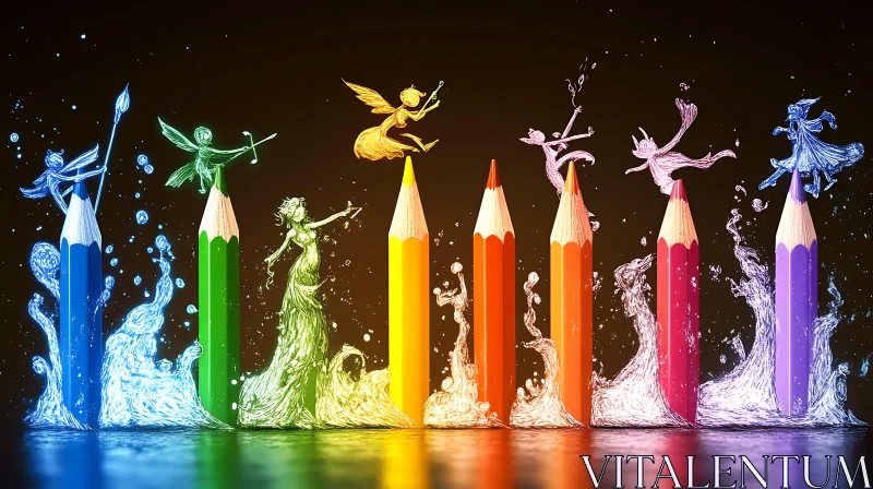 Spectrum Fairies: Whimsical Pencil Art AI Image