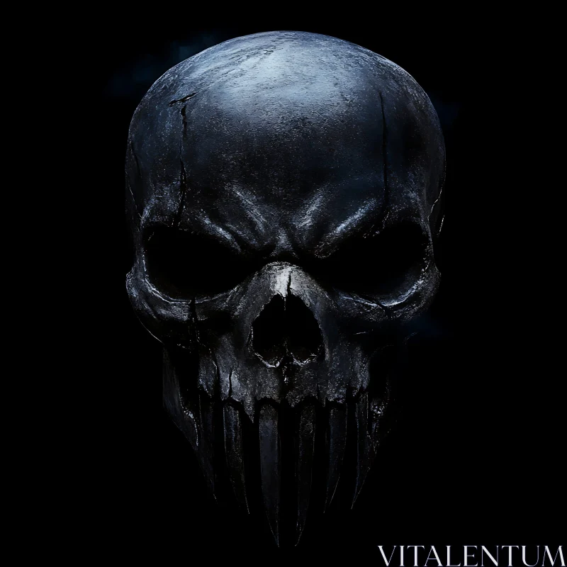 Monochromatic Skull on Black Background AI Image