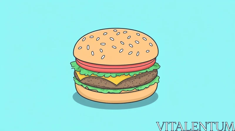 Cheeseburger Cartoon Art AI Image