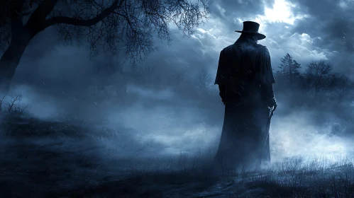 Mysterious Figure in Moonlight