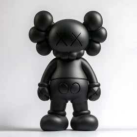 Stylized Black Sculpture with 'XX' Eyes