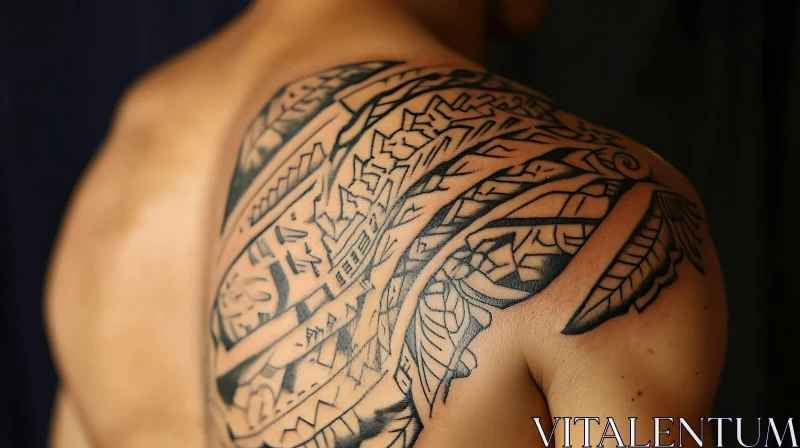 Detailed Tattoo Art on Shoulder and Upper Arm AI Image