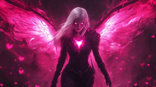 Winged Angel with a Glowing Heart