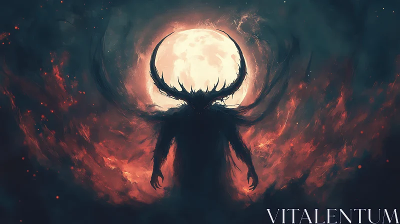 AI ART Silhouette of a Demon in the Night