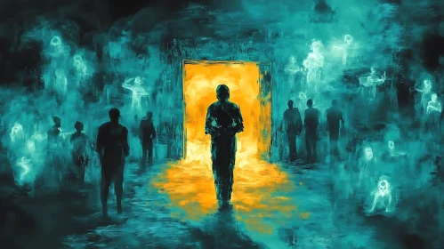 Silhouette at the Glowing Gateway