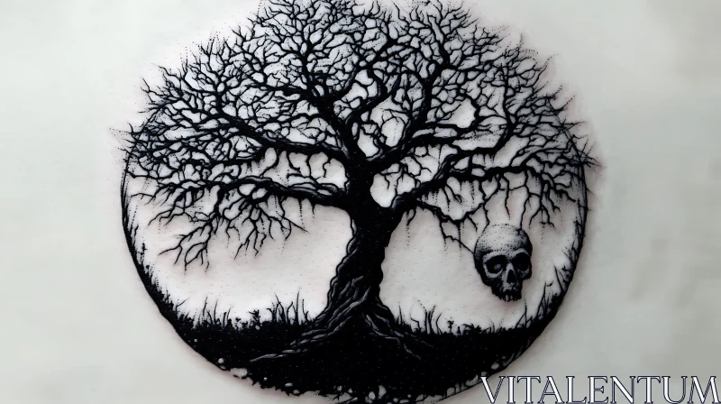 Bare Tree with Skull Art AI Image