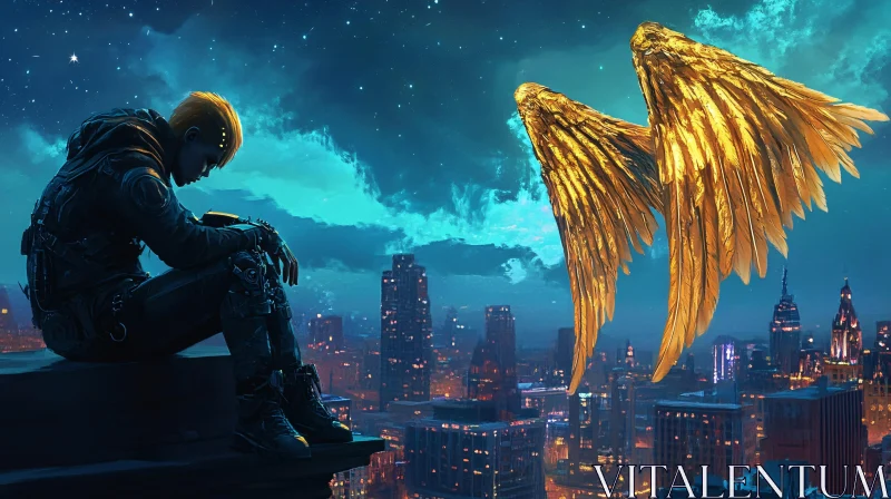 Angel Overlooking the City AI Image