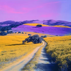 Pastel Sky Over Colorful Fields