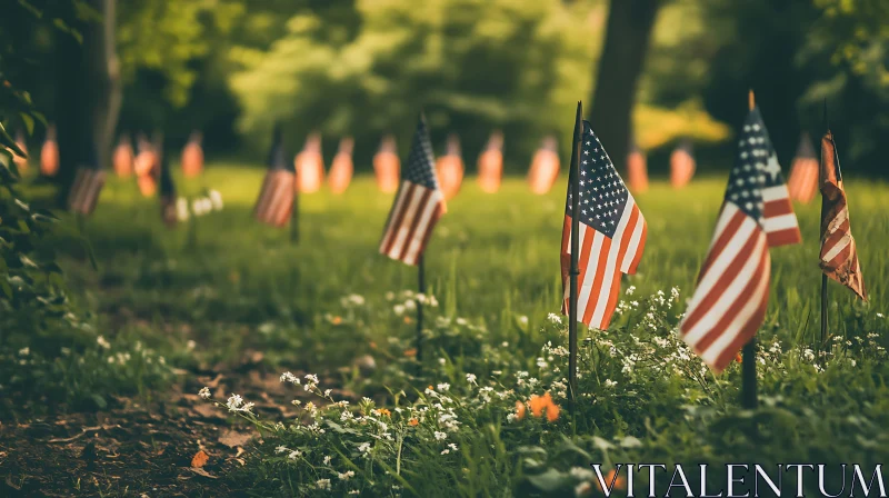 Field of Flags Memorial Tribute AI Image