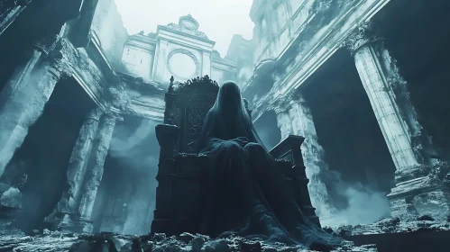 Ruined Throne with Ghostly Figure