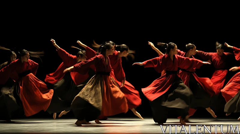 Red Robe Dancers in Motion AI Image