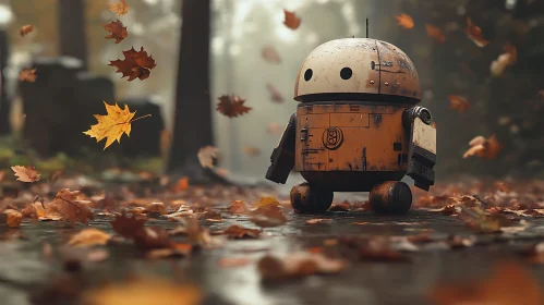 Autumnal Robot: A Whimsical Encounter