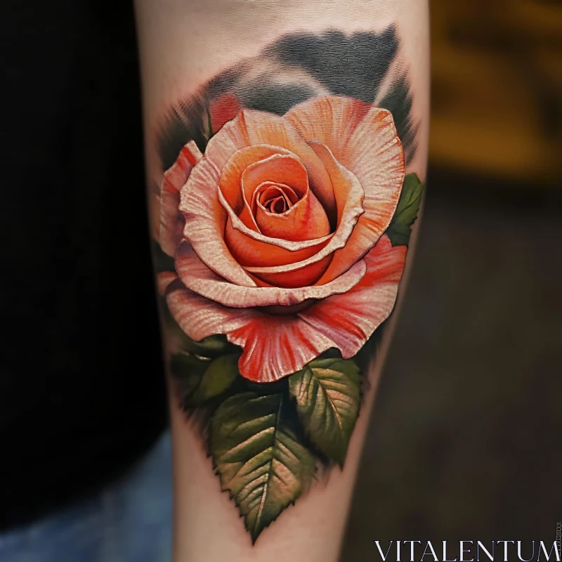 Exquisite Blooming Rose Tattoo Art AI Image