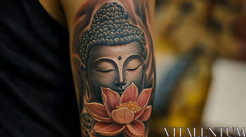 Buddha with Lotus Tattoo Art AI Image