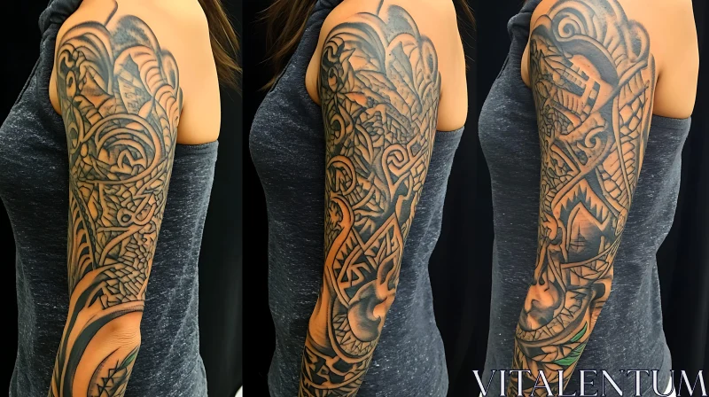 Intricate Full Arm Sleeve Tattoo AI Image