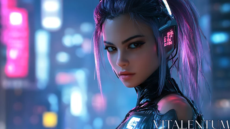 Cyberpunk Woman with Tech Gear AI Image