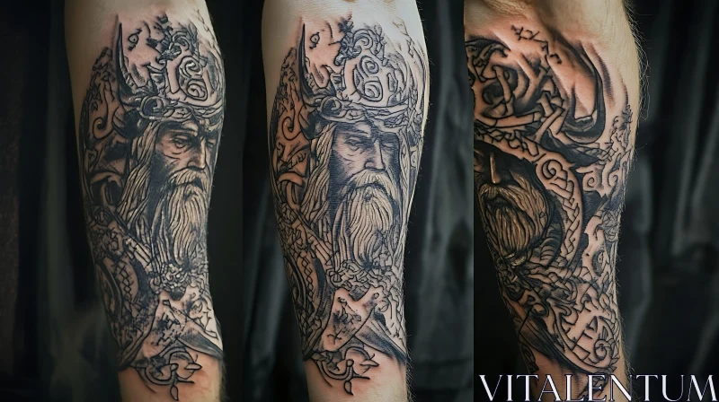 Nordic Viking Tattoo Design AI Image