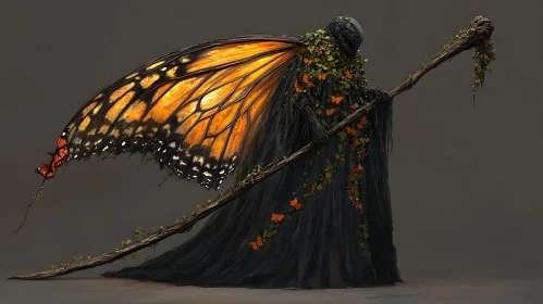 Enigmatic Figure with Butterfly Wings