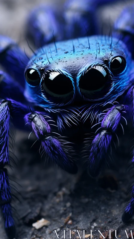 Exquisite Blue Spider Artwork: A Monochromatic Masterpiece AI Image