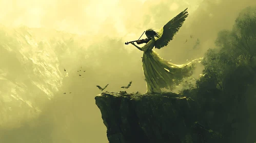 Ethereal Angel Playing Violin Art