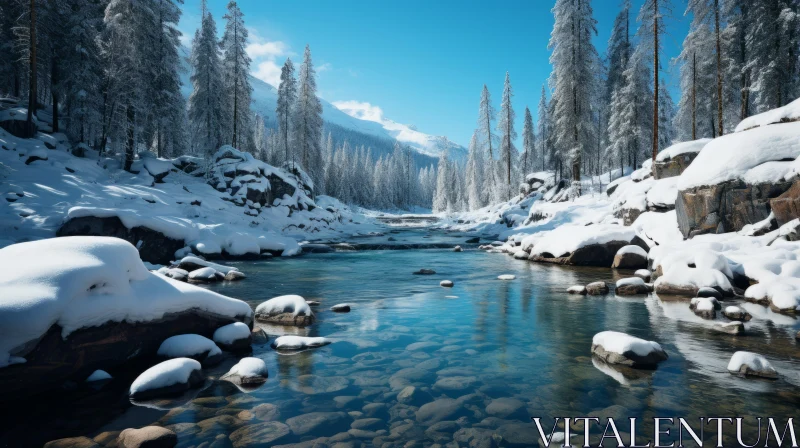Serene Mountain River: A Captivating 8k Photo in California Impressionism Style AI Image