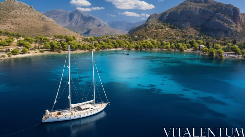 Serene Sailboat in Mediterranean Waters - Captivating Harbor Views AI Image