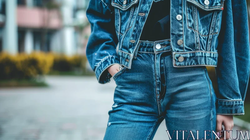 Stylish Denim Jacket and Jeans | Confident Young Woman AI Image