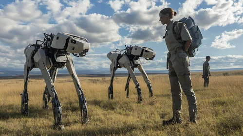 Woman and Animal Robots in Nature