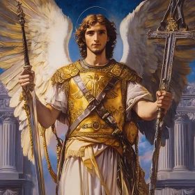 Celestial Warrior with Sword and Cross