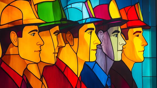 Men in Hats Abstract Painting