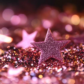 Sparkling Pink Star in Glitter