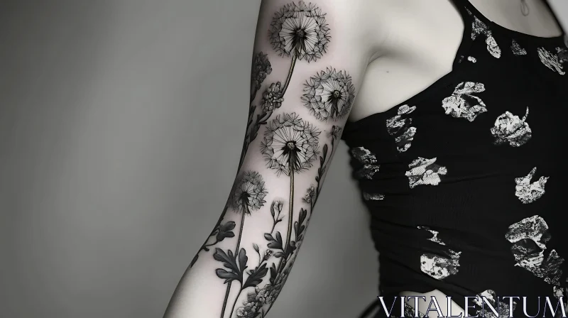 Delicate Dandelion Tattoo on Arm AI Image