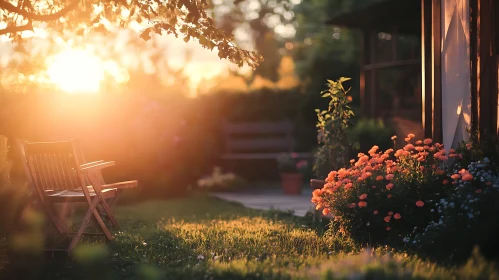 Peaceful Garden at Sunset