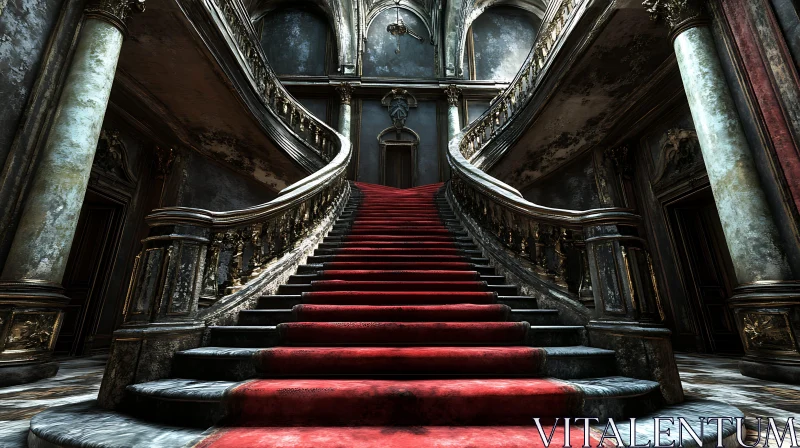 AI ART Ornate Stairway with Red Carpet