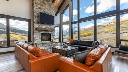 Luxury Living Room with Mountain Vista