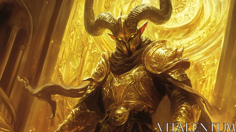 AI ART Armored Golden Demon with Horns