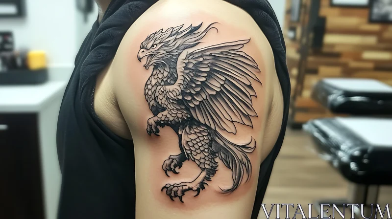 Mythical Gryphon Shoulder Tattoo AI Image